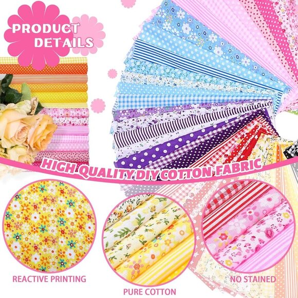 100 pcs Floral Cotton Fabric Squares for Quilting and DIY Crafting, 10x10 inch p - Picture 3 of 6